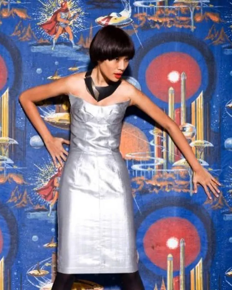 Spring 1989 Thierry Mugler Couture Silver Sculpture Dress