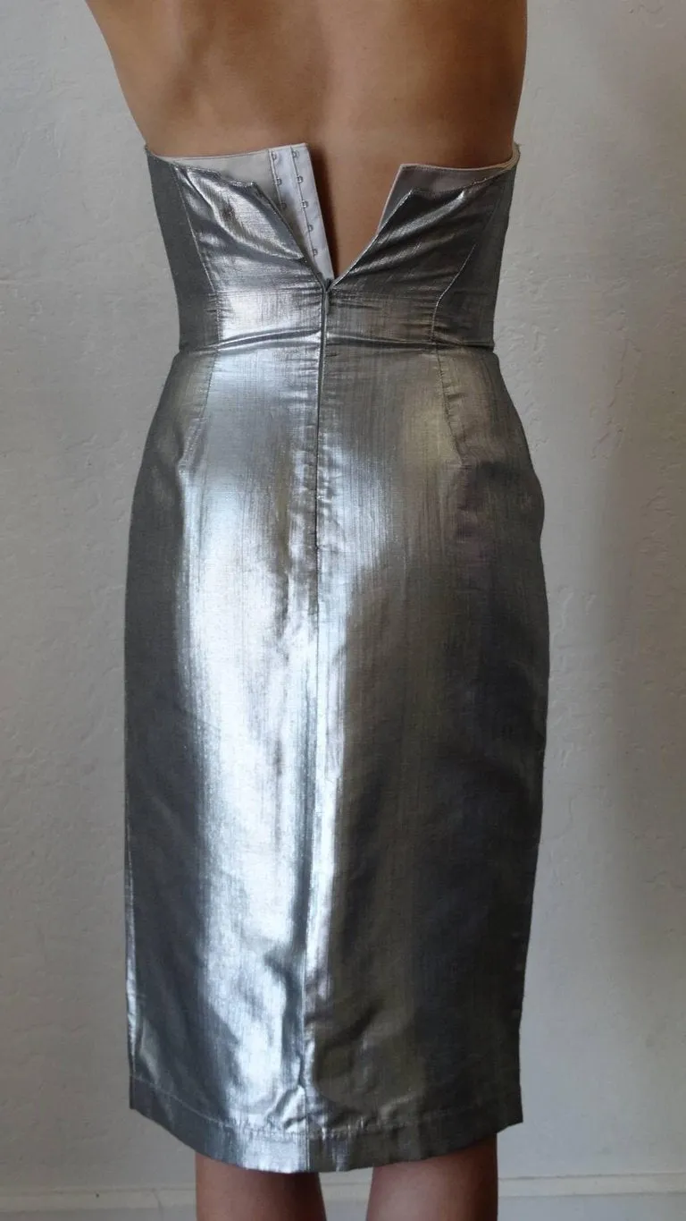 Spring 1989 Thierry Mugler Couture Silver Sculpture Dress
