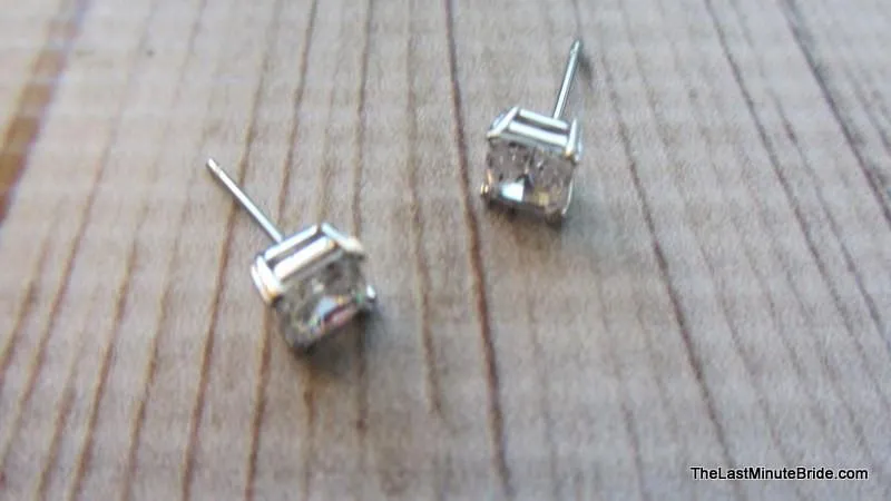 Square Cubic Zirconia Stud Earrings