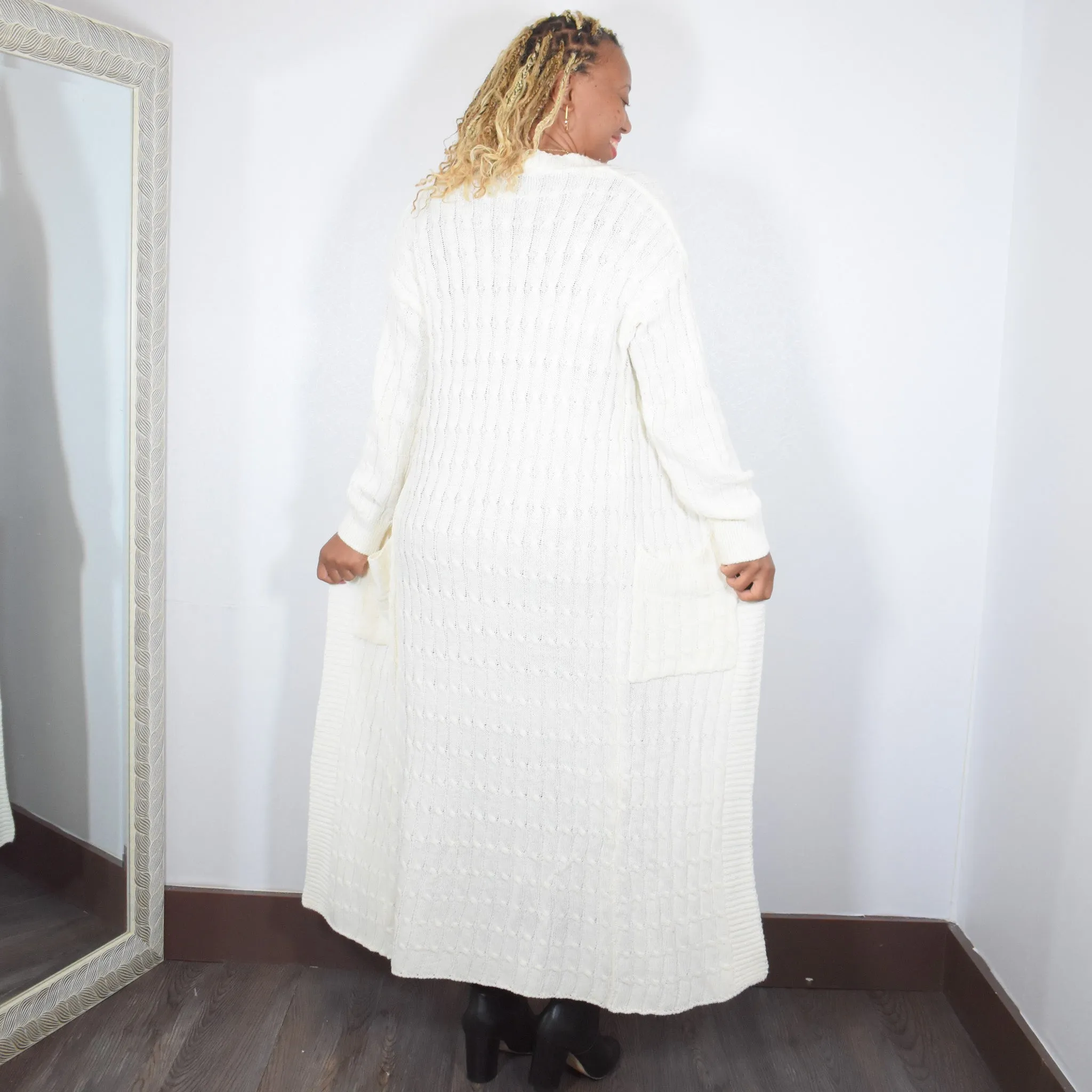 Staying In | Knit Long Cardigan Sweater - Ivory