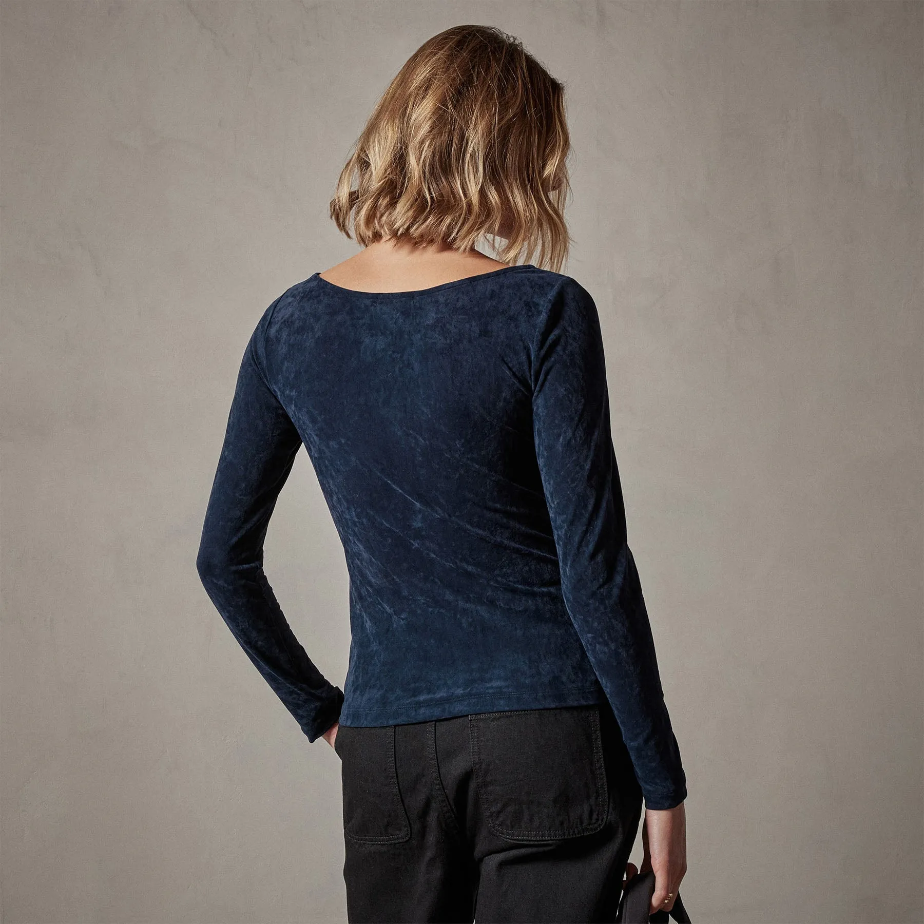 Stretch Velvet Scoop Neck Top - Constellation