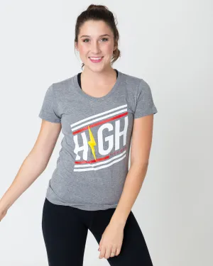 Striped Logo Women's Tee | Gray