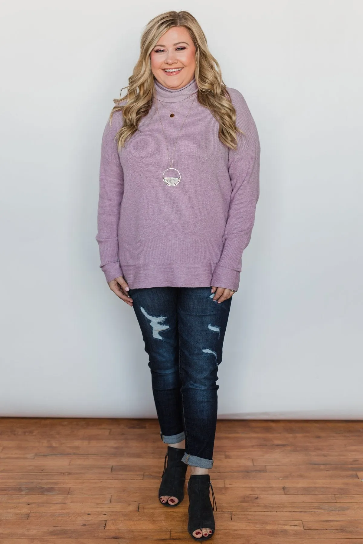 Stuck in a Daydream Turtle Neck Sweater - Lavender
