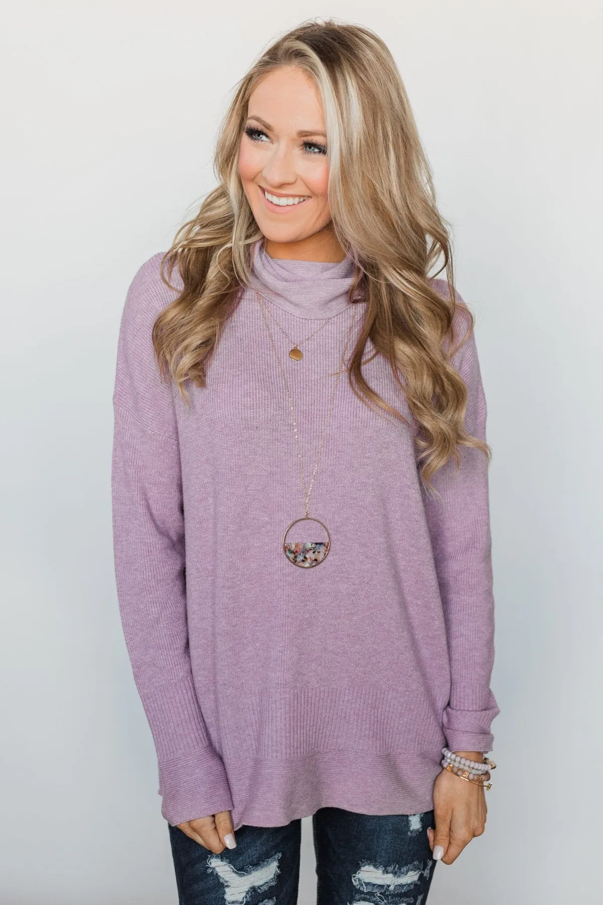 Stuck in a Daydream Turtle Neck Sweater - Lavender
