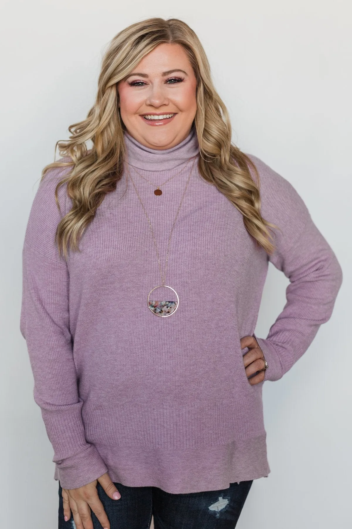 Stuck in a Daydream Turtle Neck Sweater - Lavender