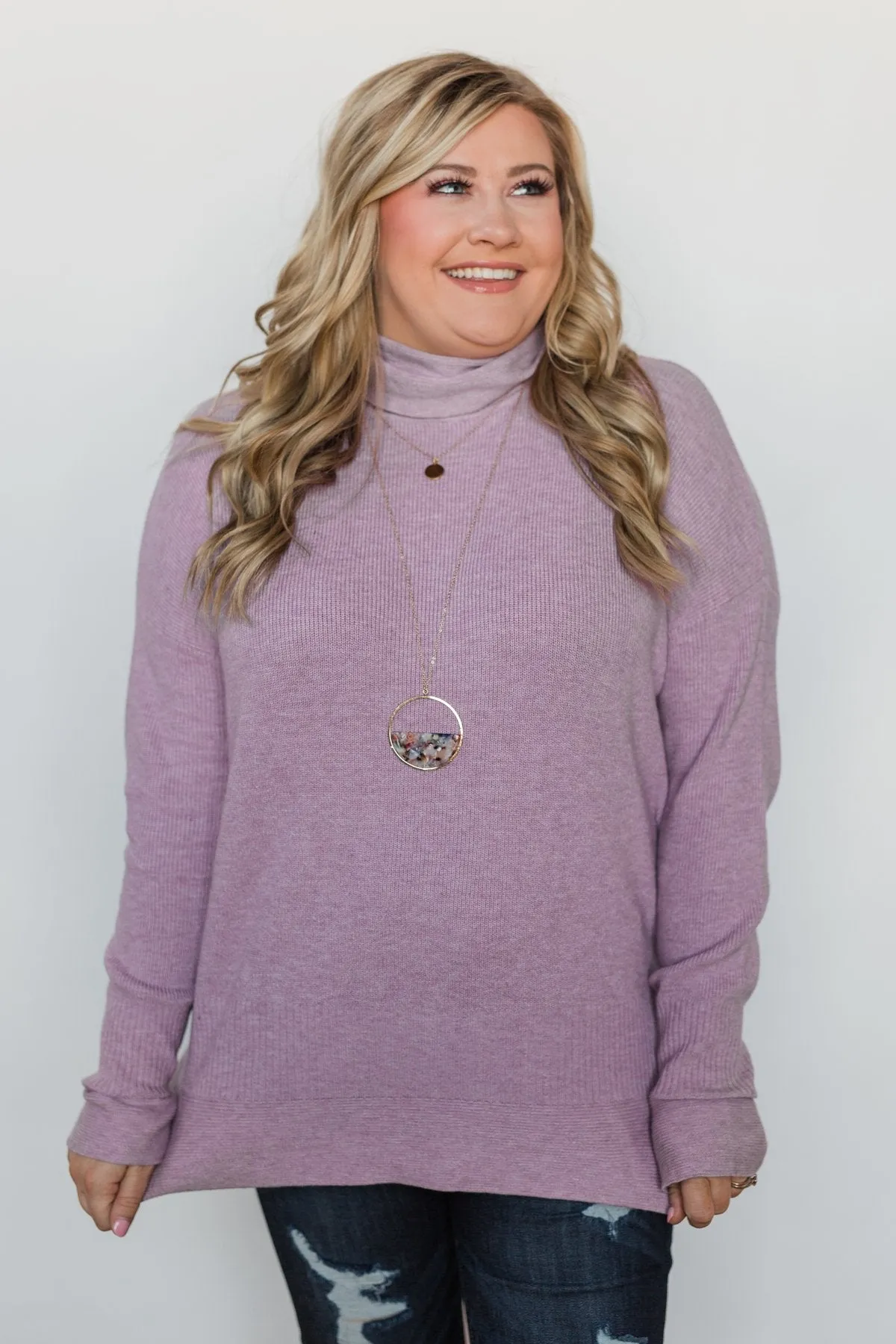 Stuck in a Daydream Turtle Neck Sweater - Lavender