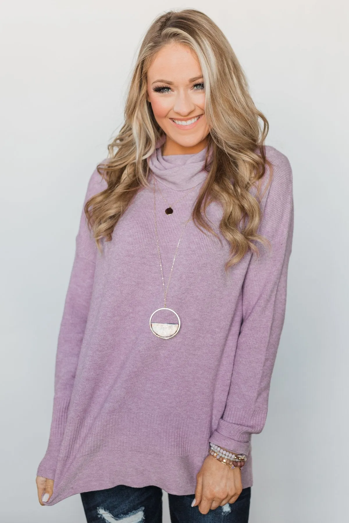 Stuck in a Daydream Turtle Neck Sweater - Lavender