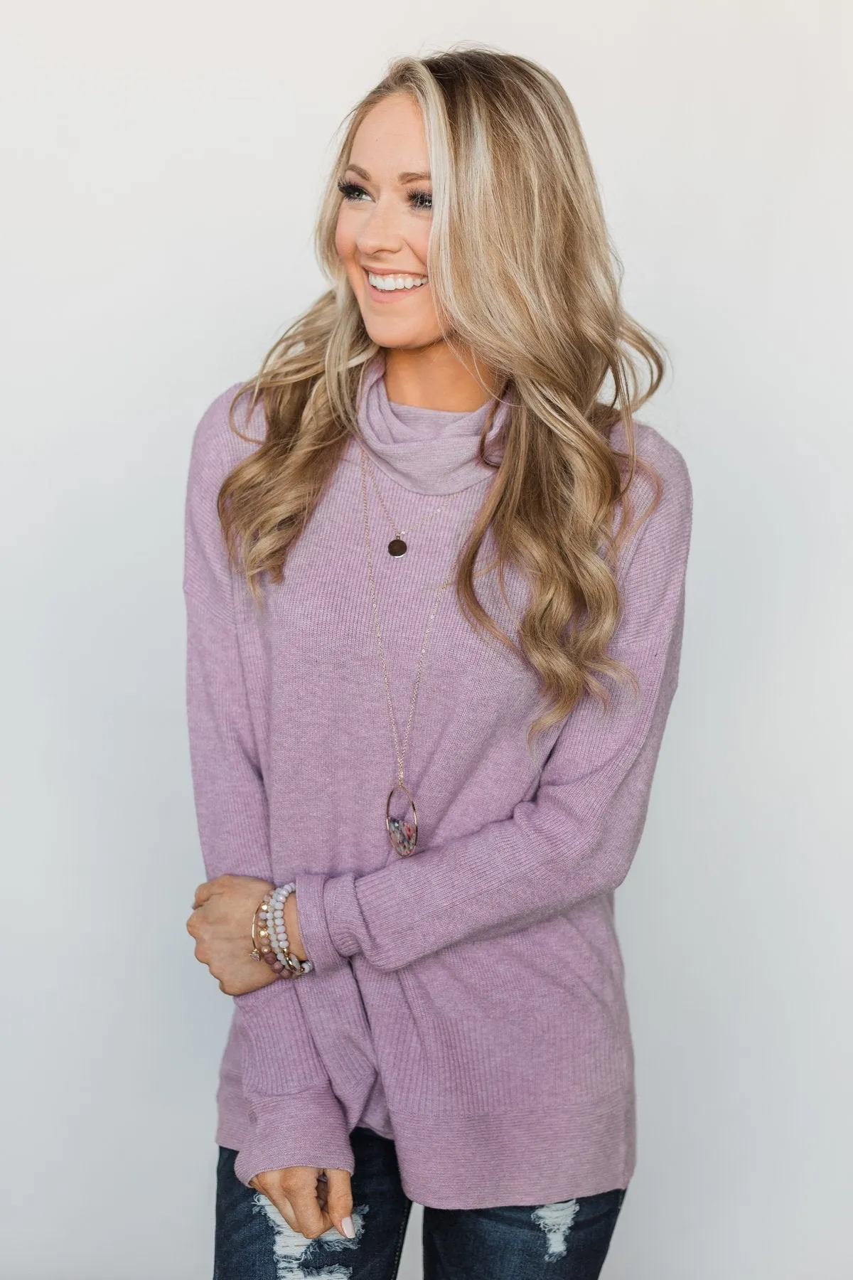 Stuck in a Daydream Turtle Neck Sweater - Lavender