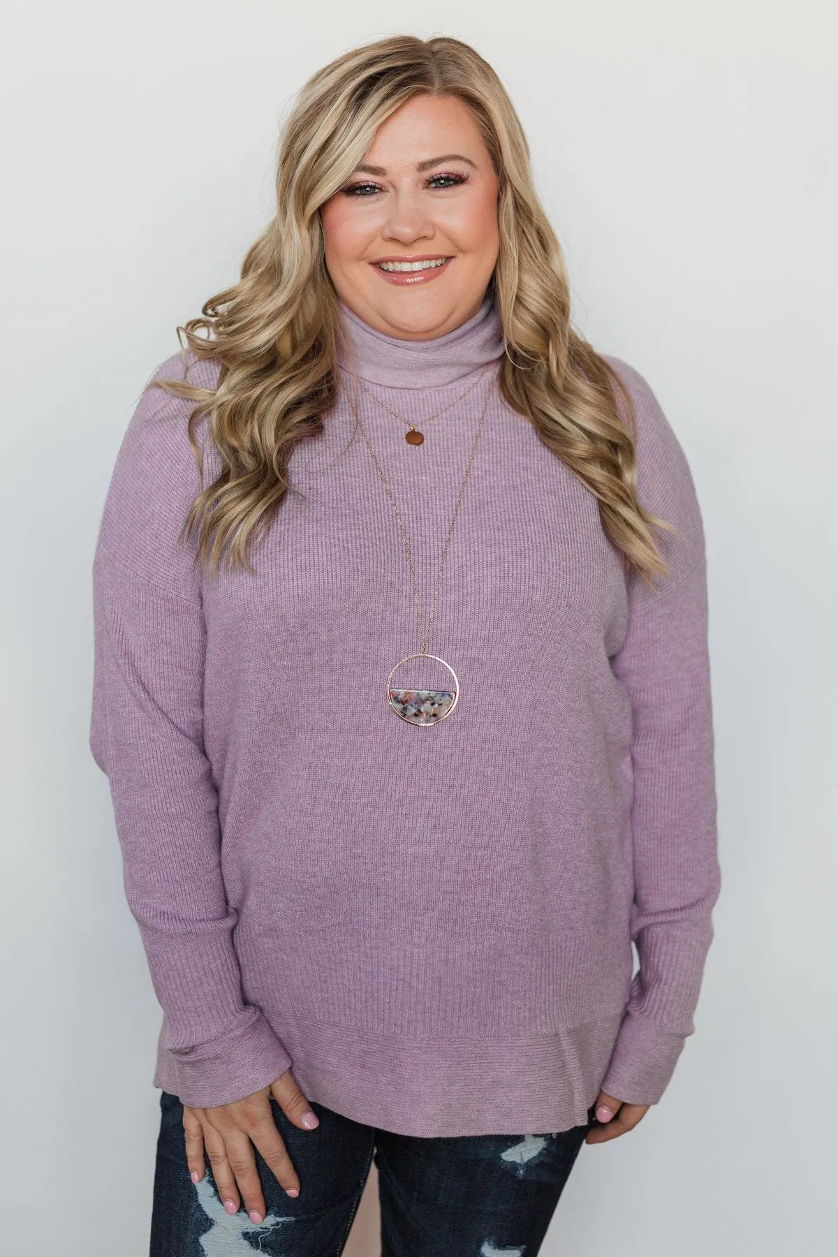 Stuck in a Daydream Turtle Neck Sweater - Lavender