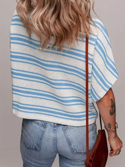 Tami Stripe Round Neck Half Sleeve Knit Top