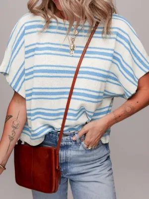 Tami Stripe Round Neck Half Sleeve Knit Top