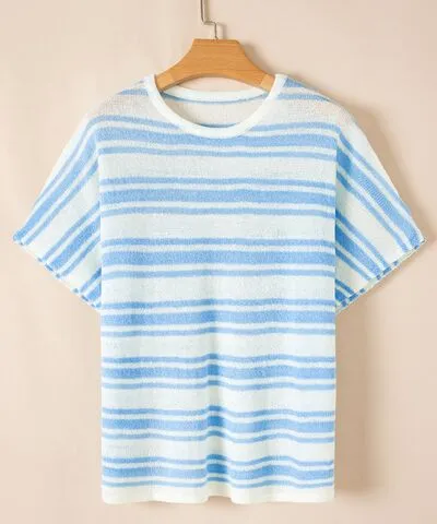 Tami Stripe Round Neck Half Sleeve Knit Top