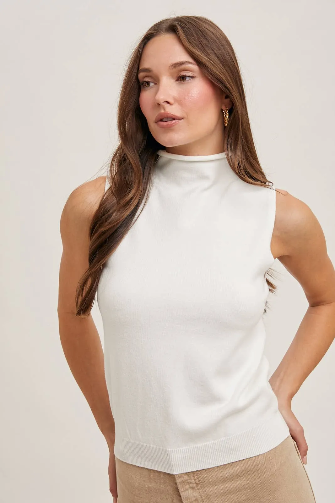 Tangled Heart Strings - Sleeveless Mock Neck Sweater