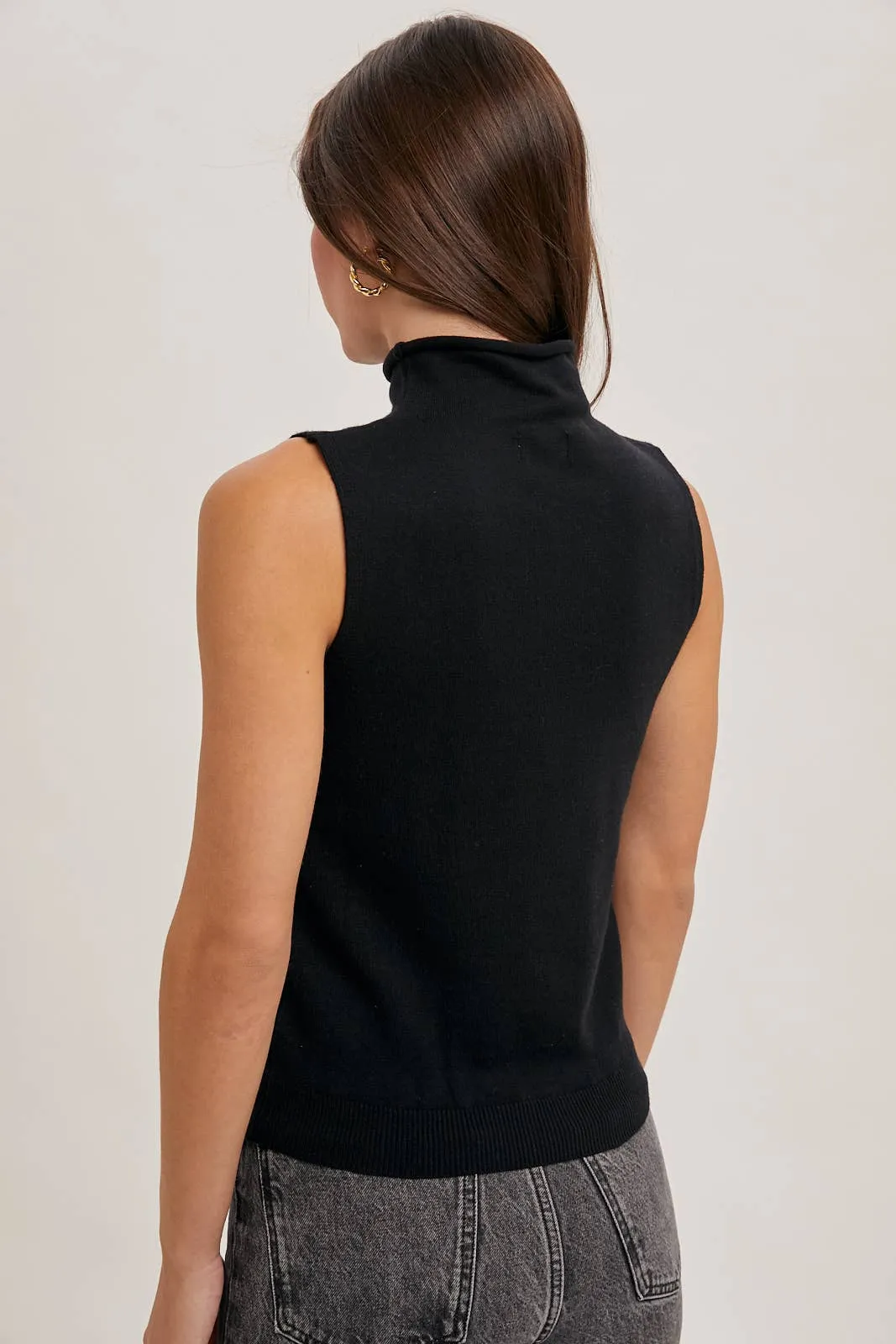 Tangled Heart Strings - Sleeveless Mock Neck Sweater