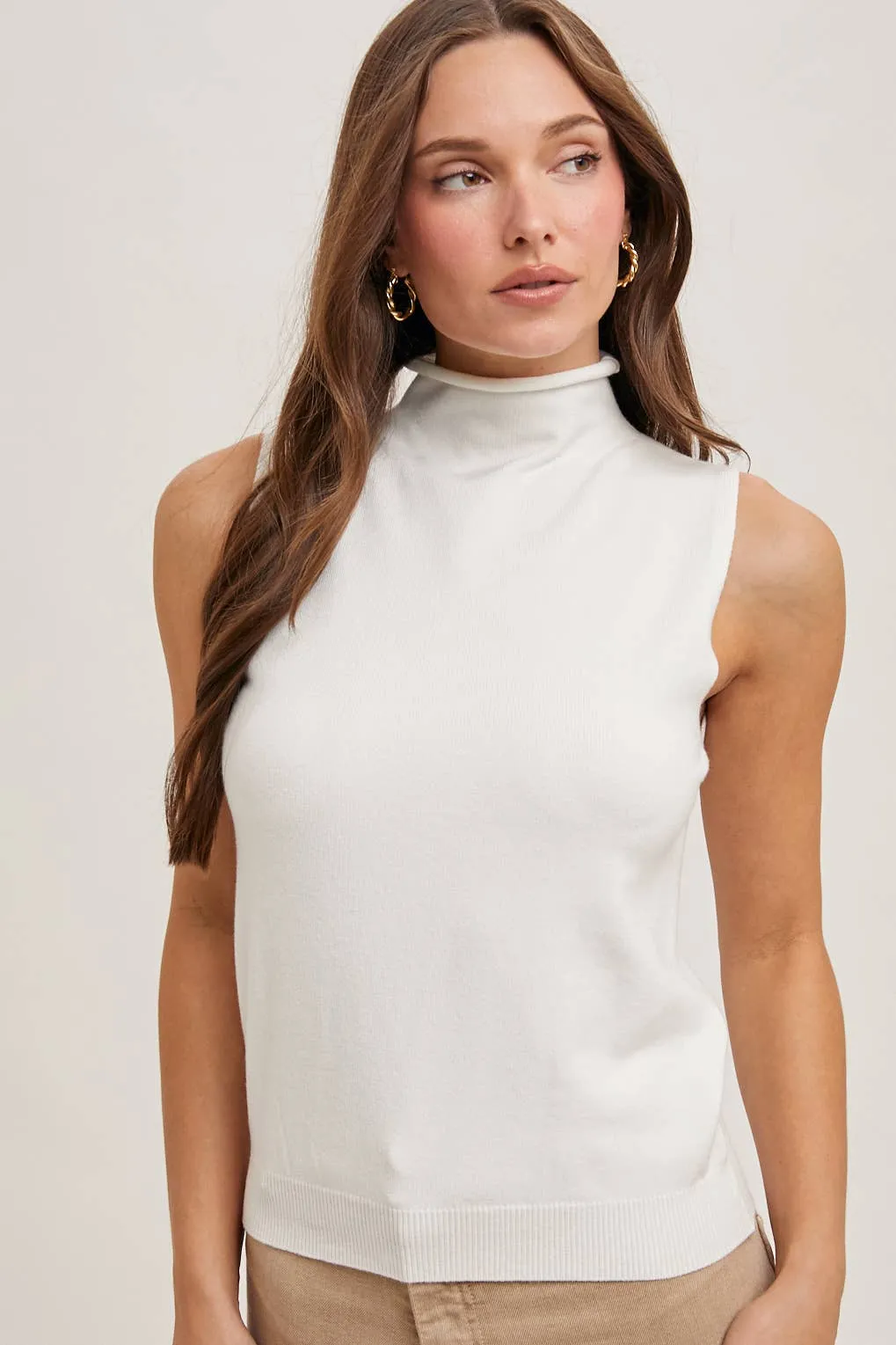 Tangled Heart Strings - Sleeveless Mock Neck Sweater