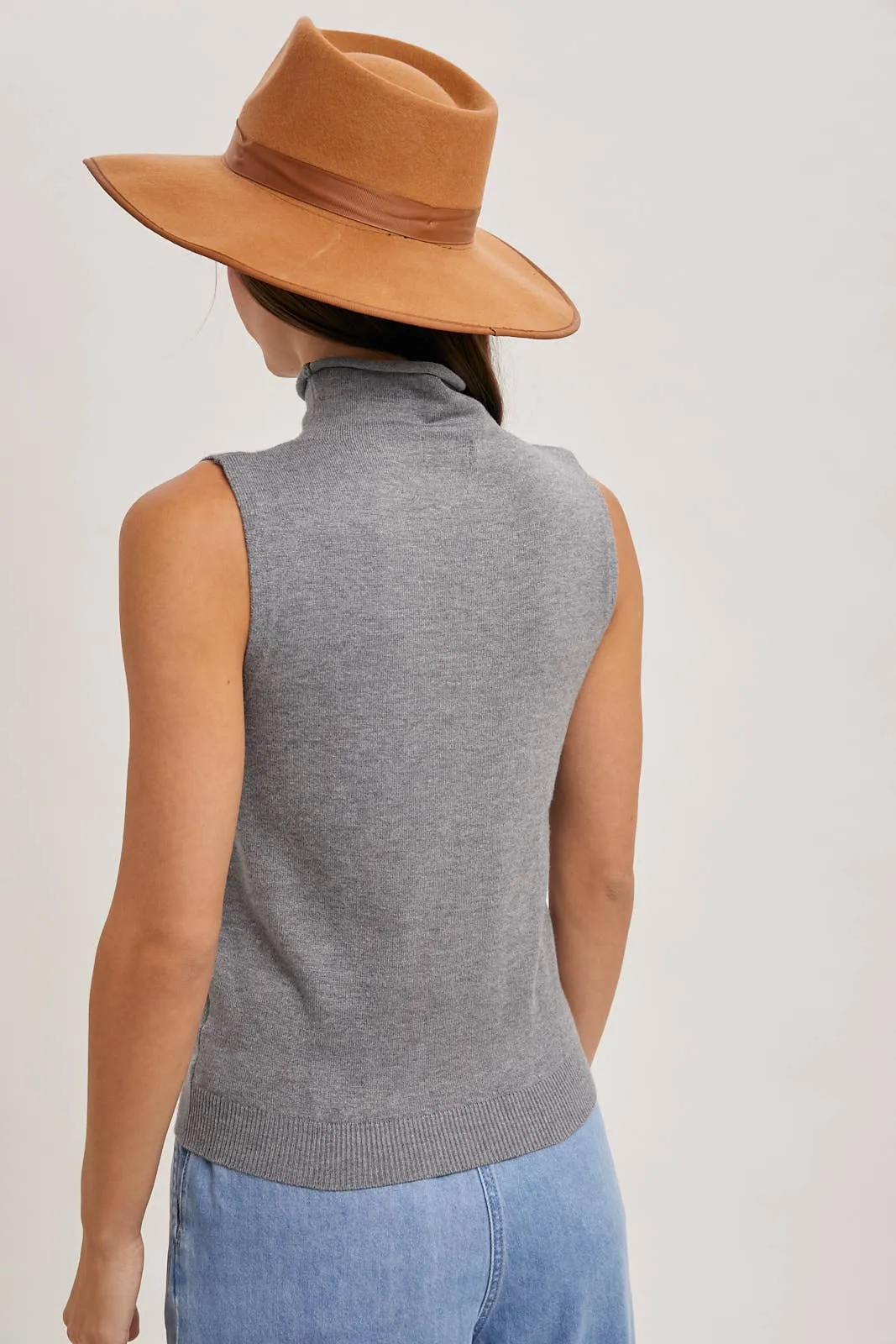 Tangled Heart Strings - Sleeveless Mock Neck Sweater