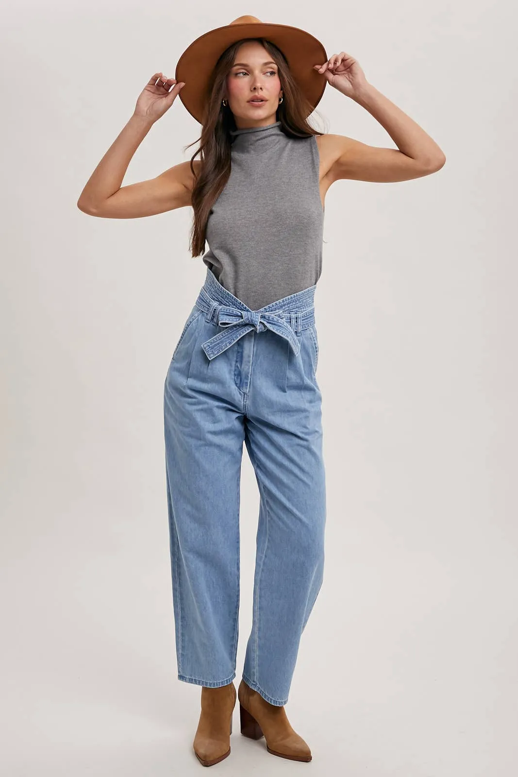 Tangled Heart Strings - Sleeveless Mock Neck Sweater