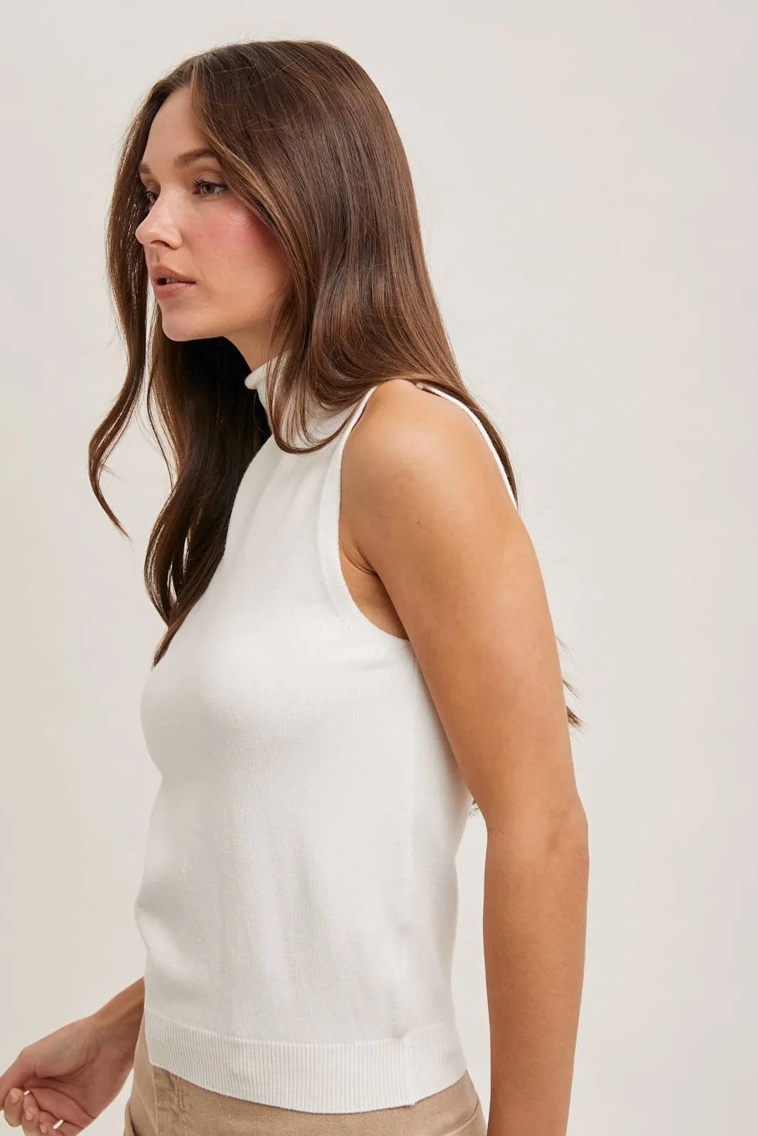 Tangled Heart Strings - Sleeveless Mock Neck Sweater