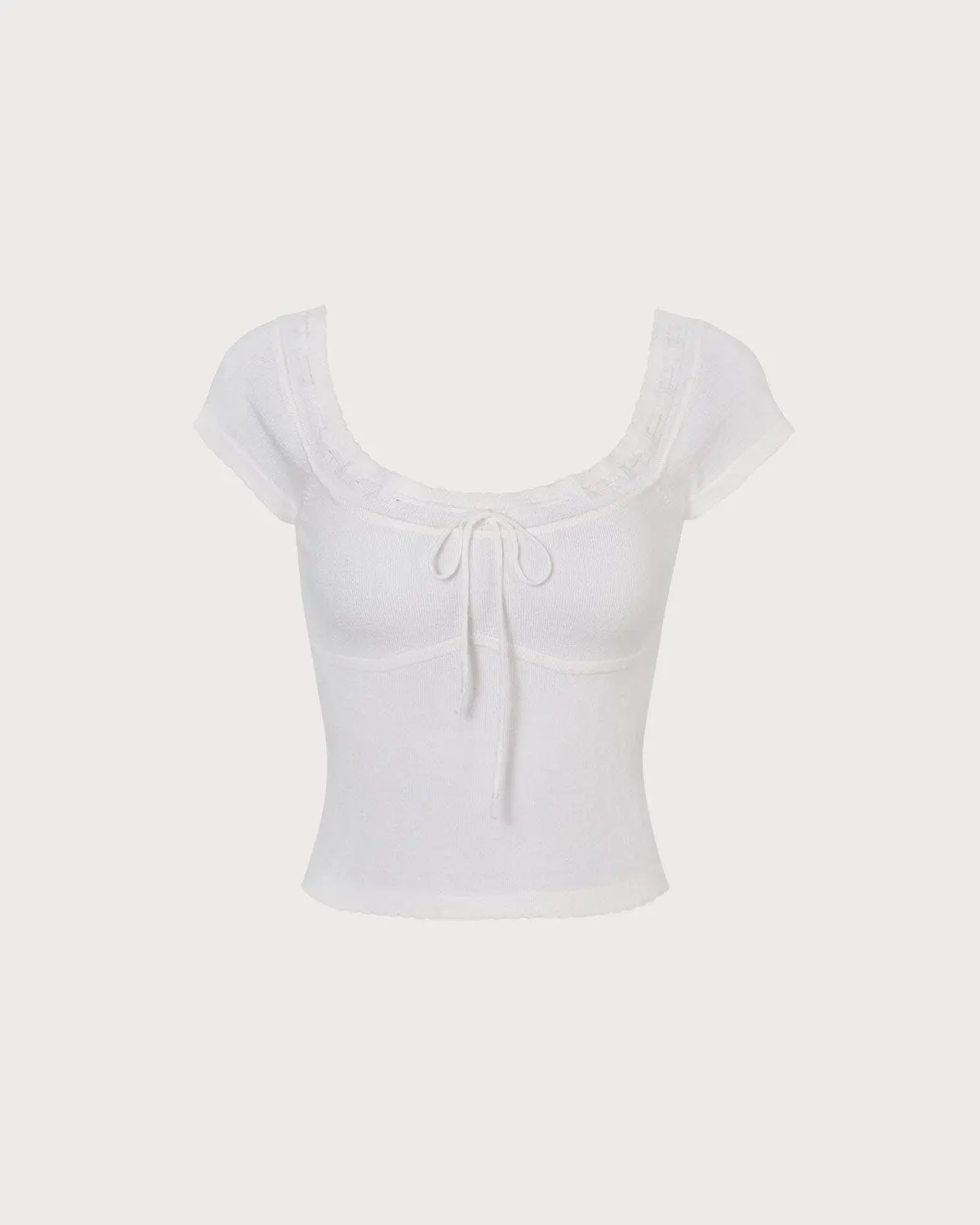 The White Scoop Neck Short Sleeve Knit Tee