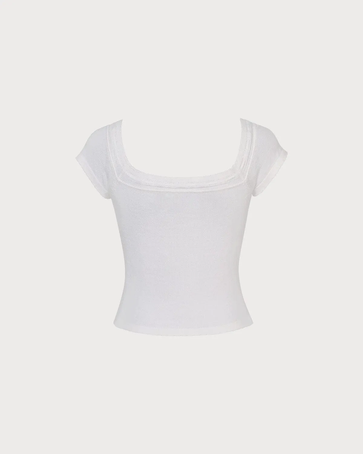 The White Scoop Neck Short Sleeve Knit Tee