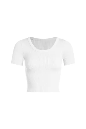 Thick Rib Scoop Neck Crop Tee