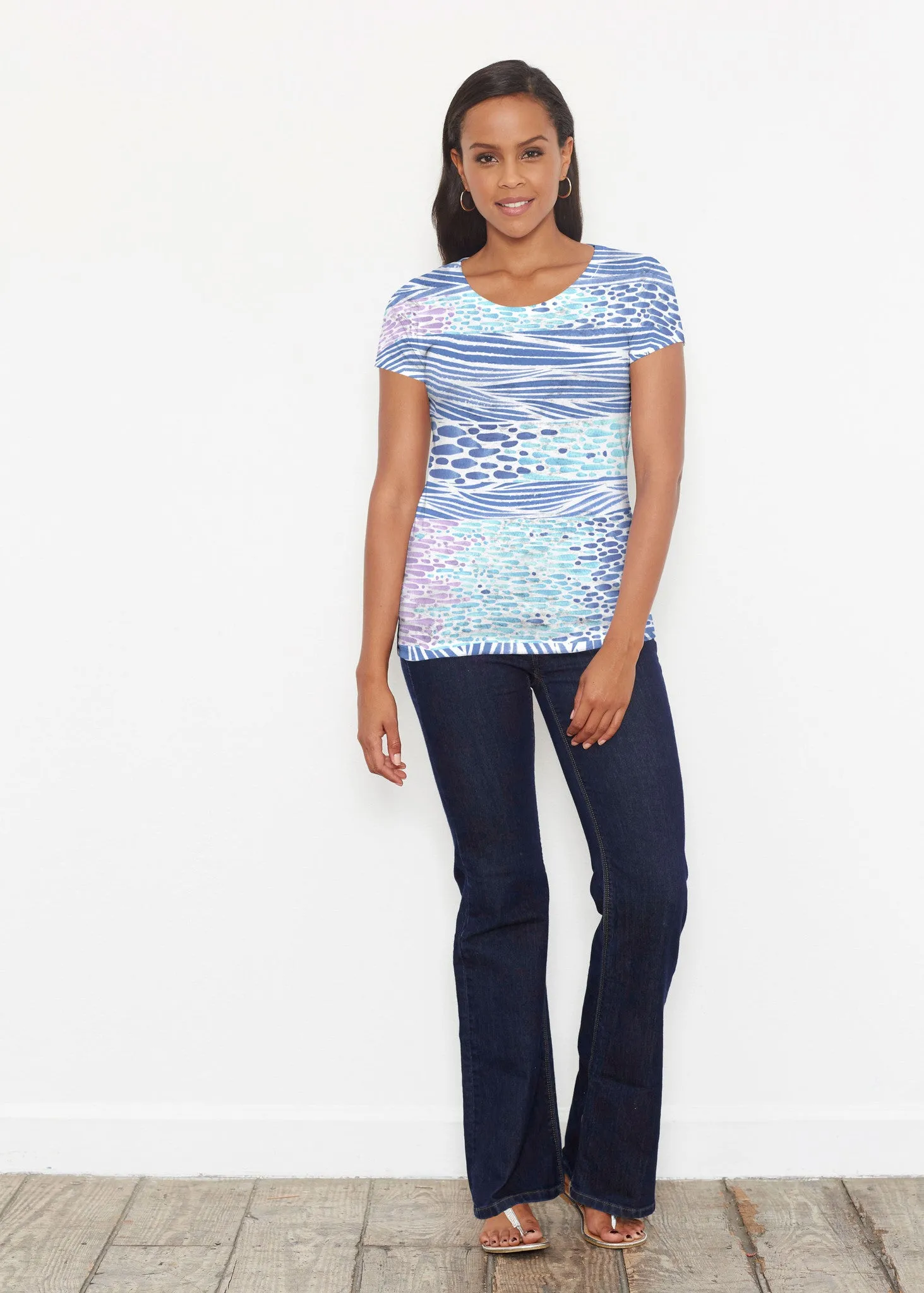 Tidal Stripe (11080) ~ Signature Short Sleeve Scoop Shirt