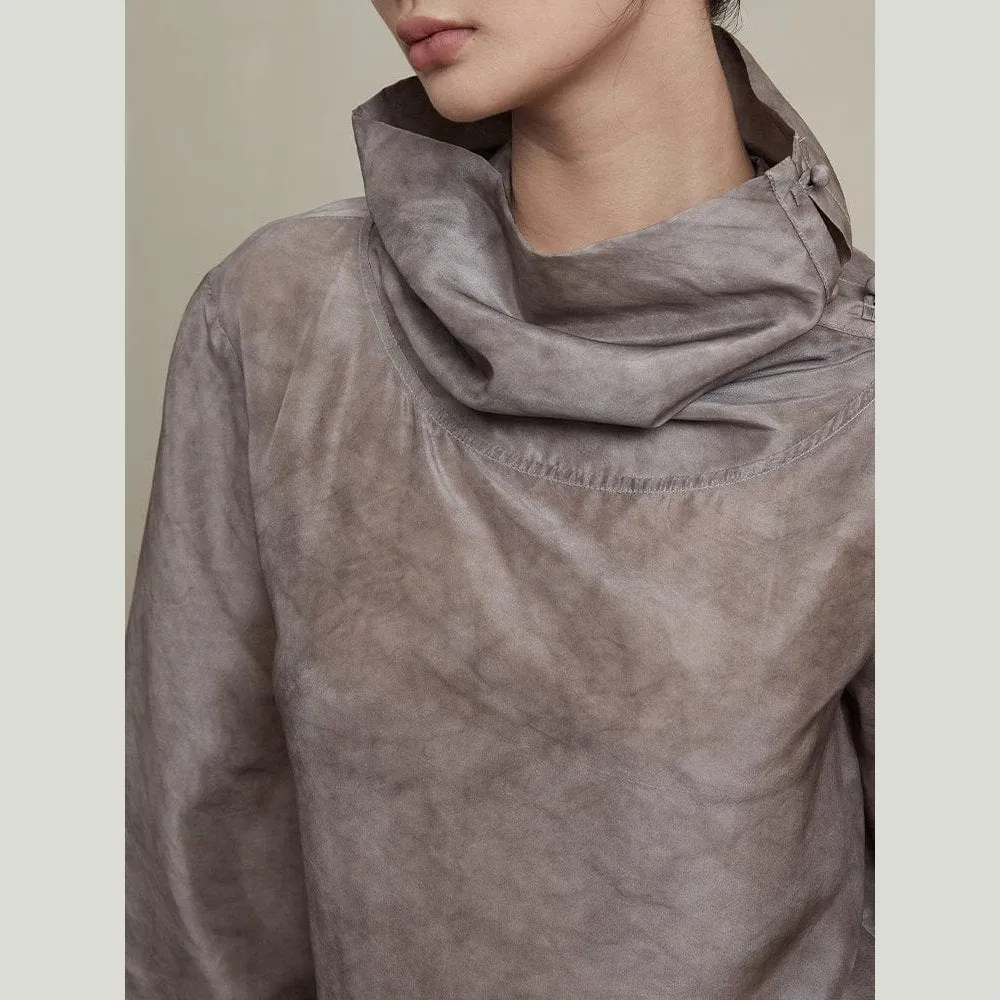 Tie Dye Electrospun Grey Silk Top
