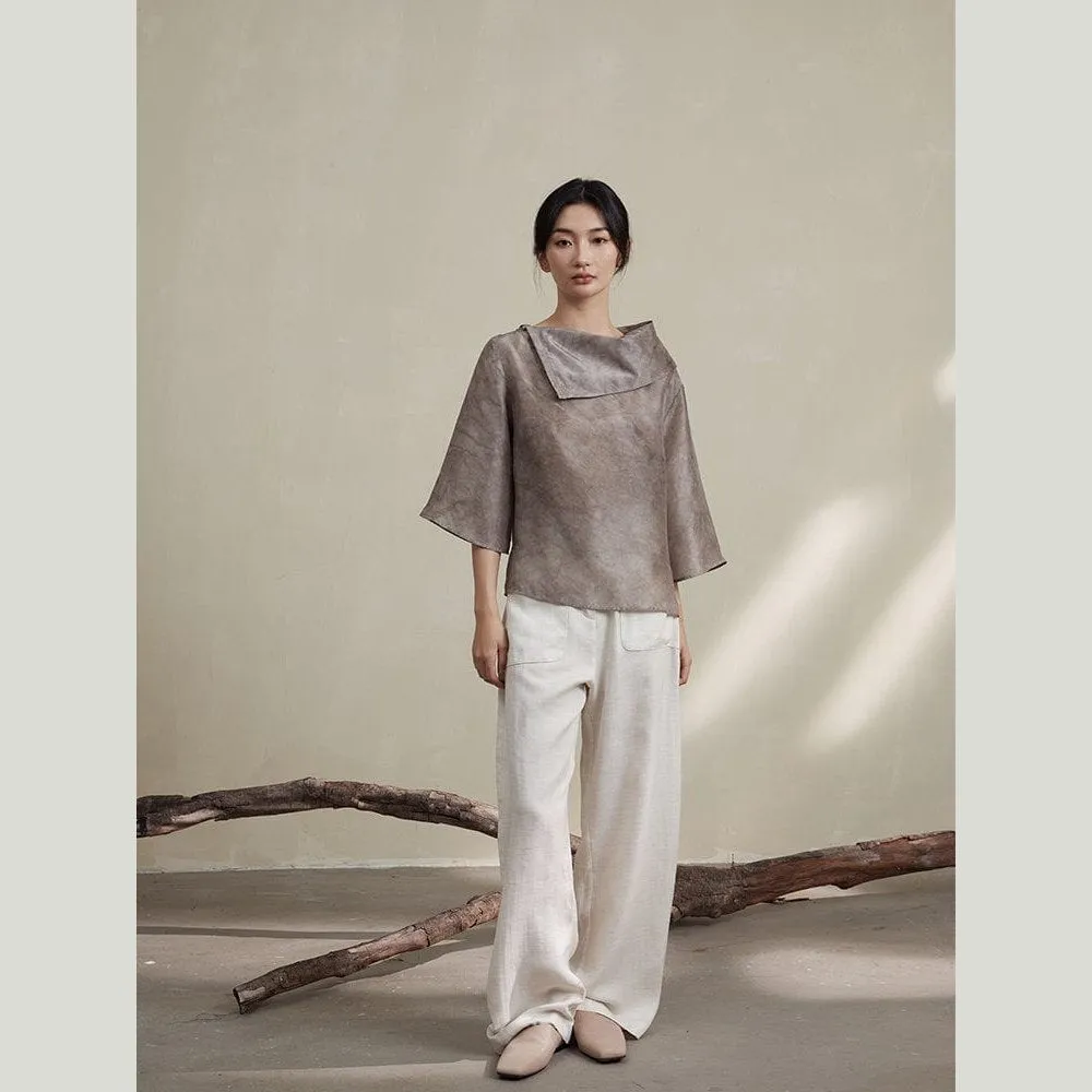 Tie Dye Electrospun Grey Silk Top
