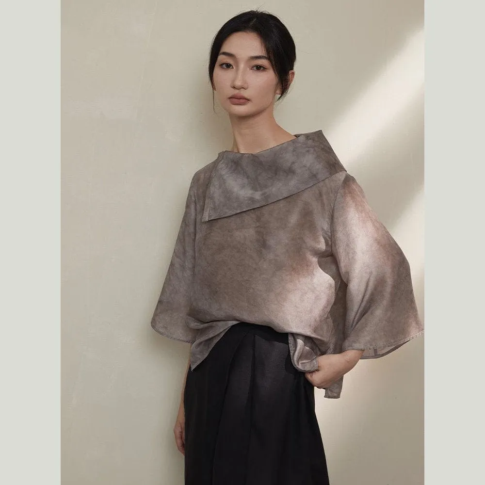 Tie Dye Electrospun Grey Silk Top