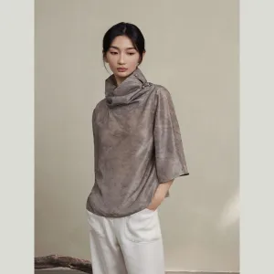 Tie Dye Electrospun Grey Silk Top