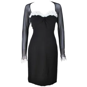 TRAVILLA Stretch Daisy Applique Cocktail Dress with Sheer Size 6-8
