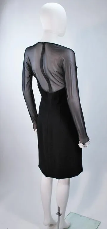 TRAVILLA Stretch Daisy Applique Cocktail Dress with Sheer Size 6-8
