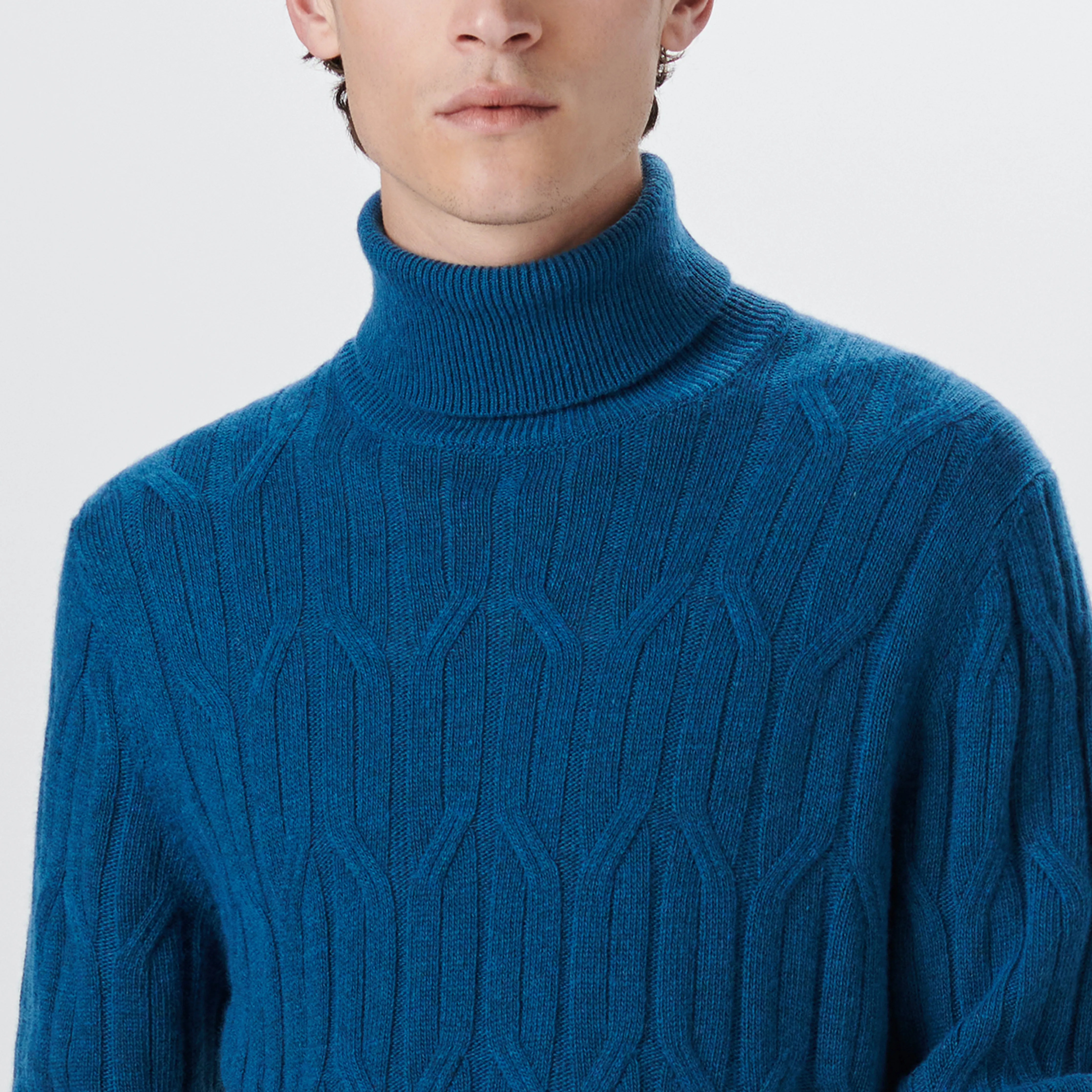Turtle Neck Cable Jacquard Sweater