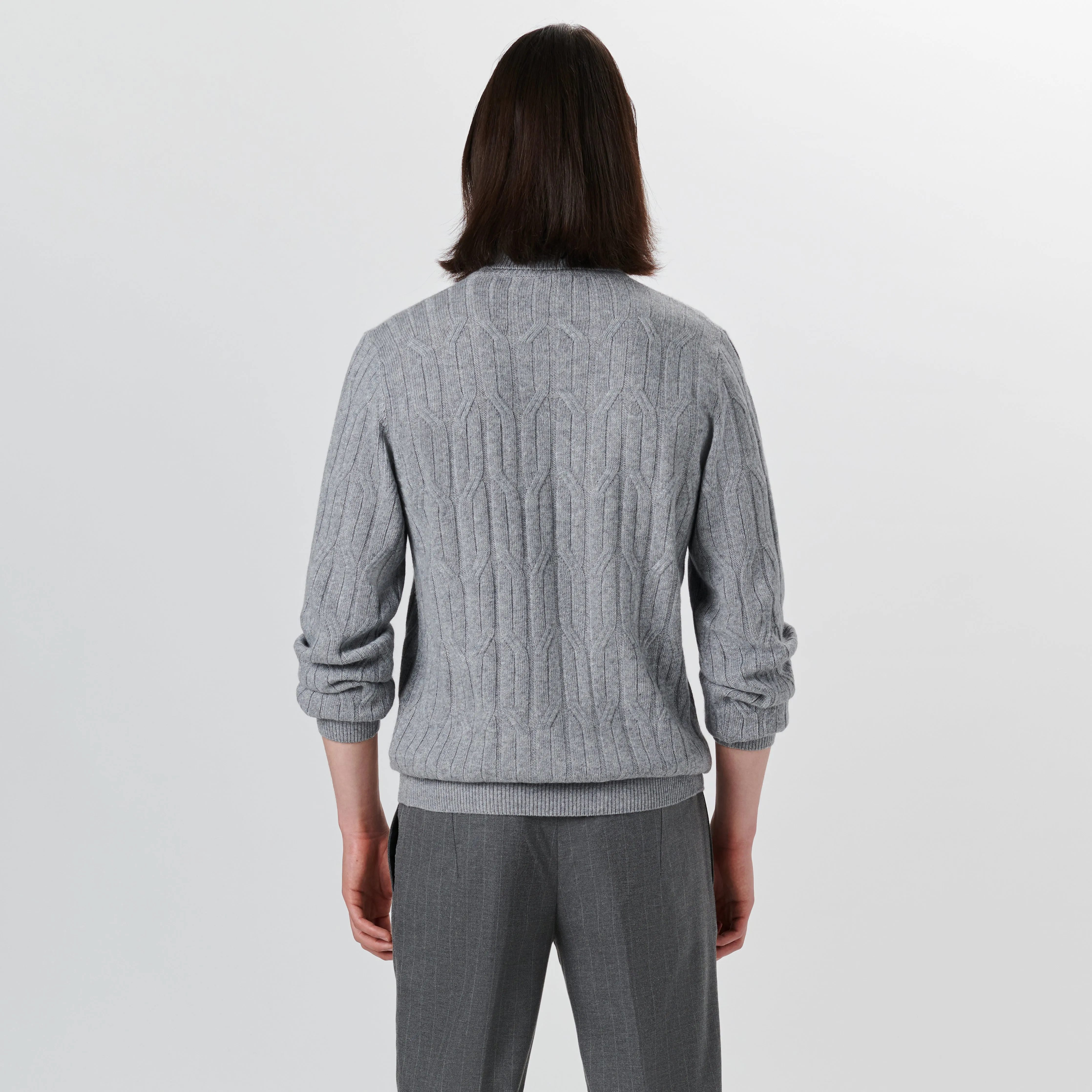 Turtle Neck Cable Jacquard Sweater