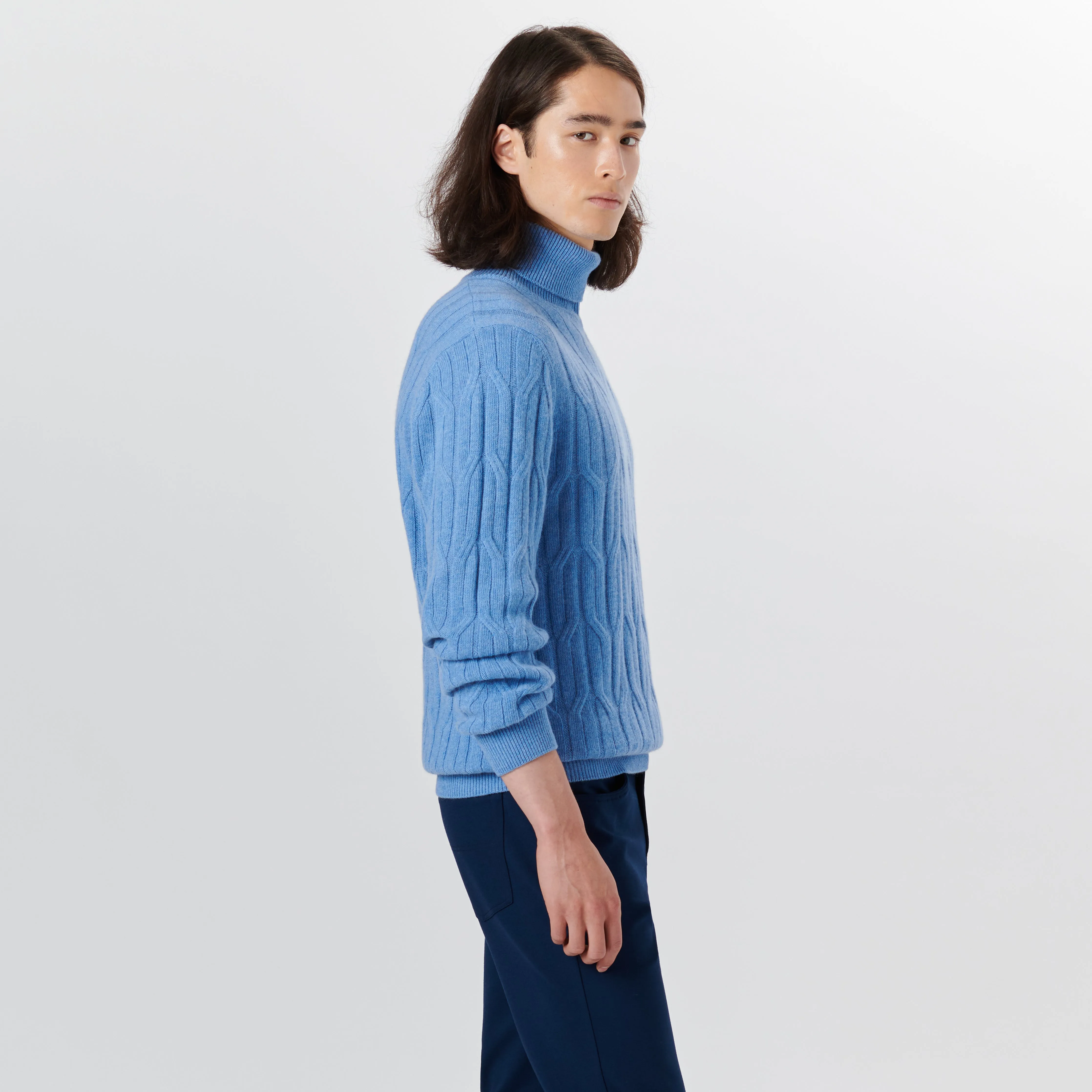 Turtle Neck Cable Jacquard Sweater