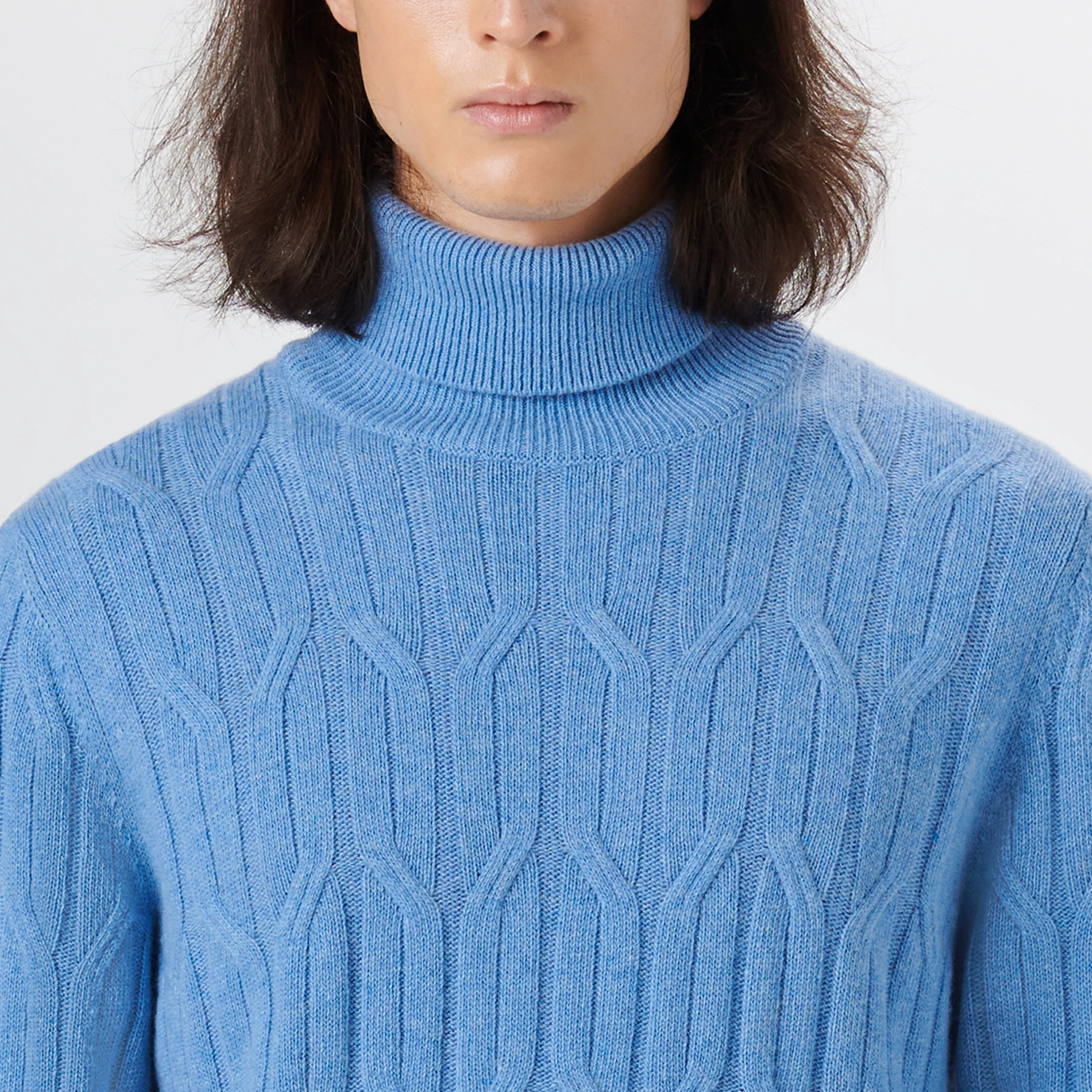 Turtle Neck Cable Jacquard Sweater
