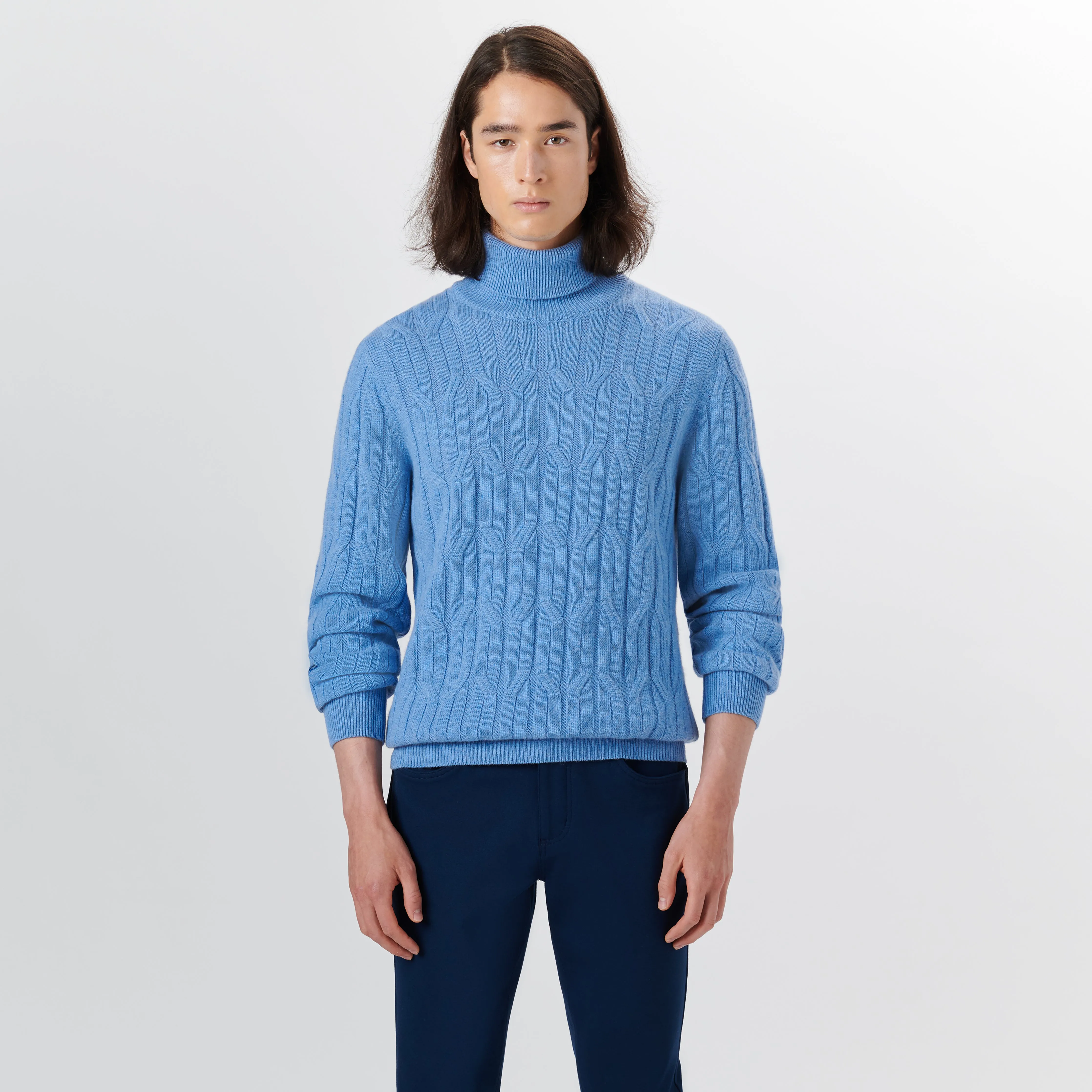 Turtle Neck Cable Jacquard Sweater