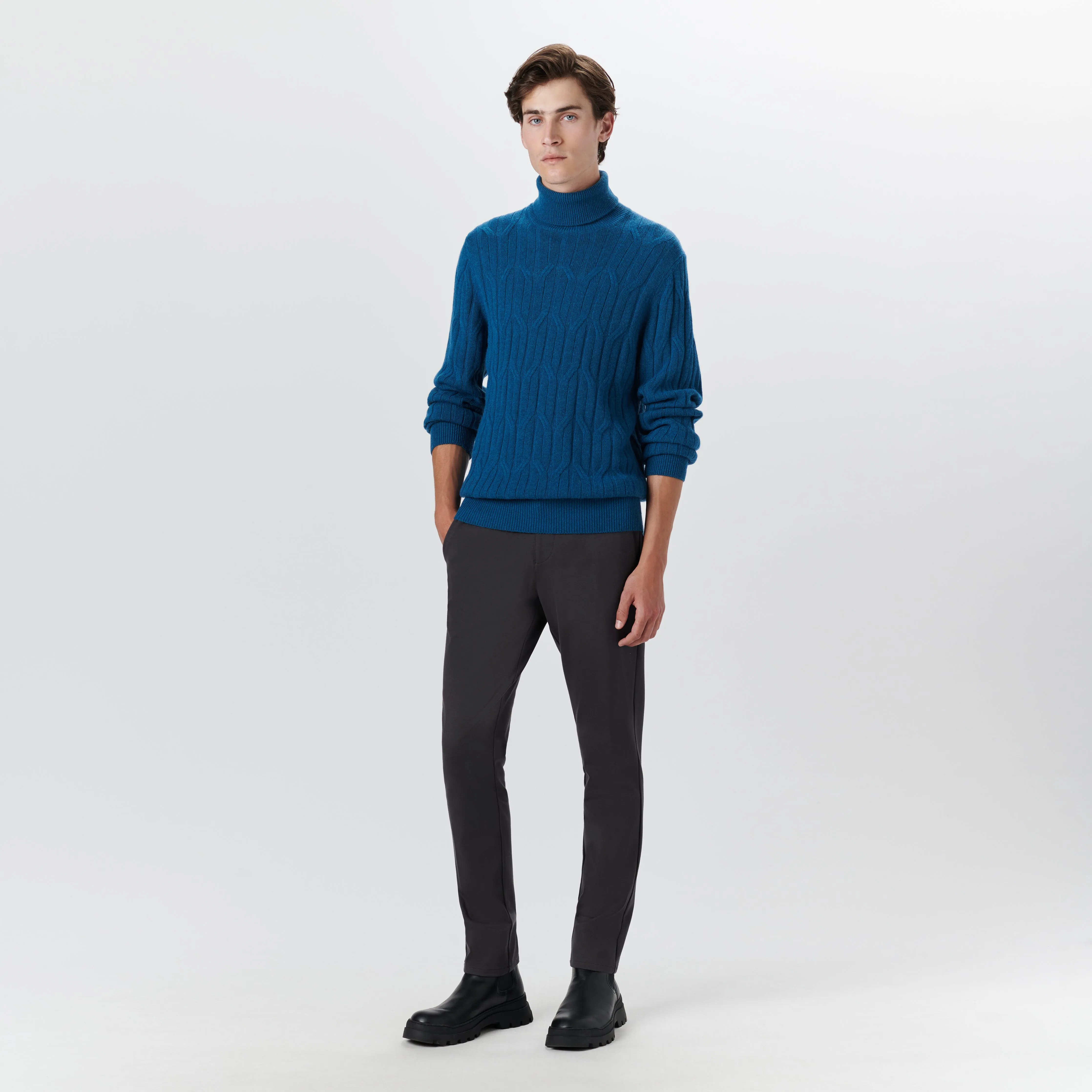 Turtle Neck Cable Jacquard Sweater