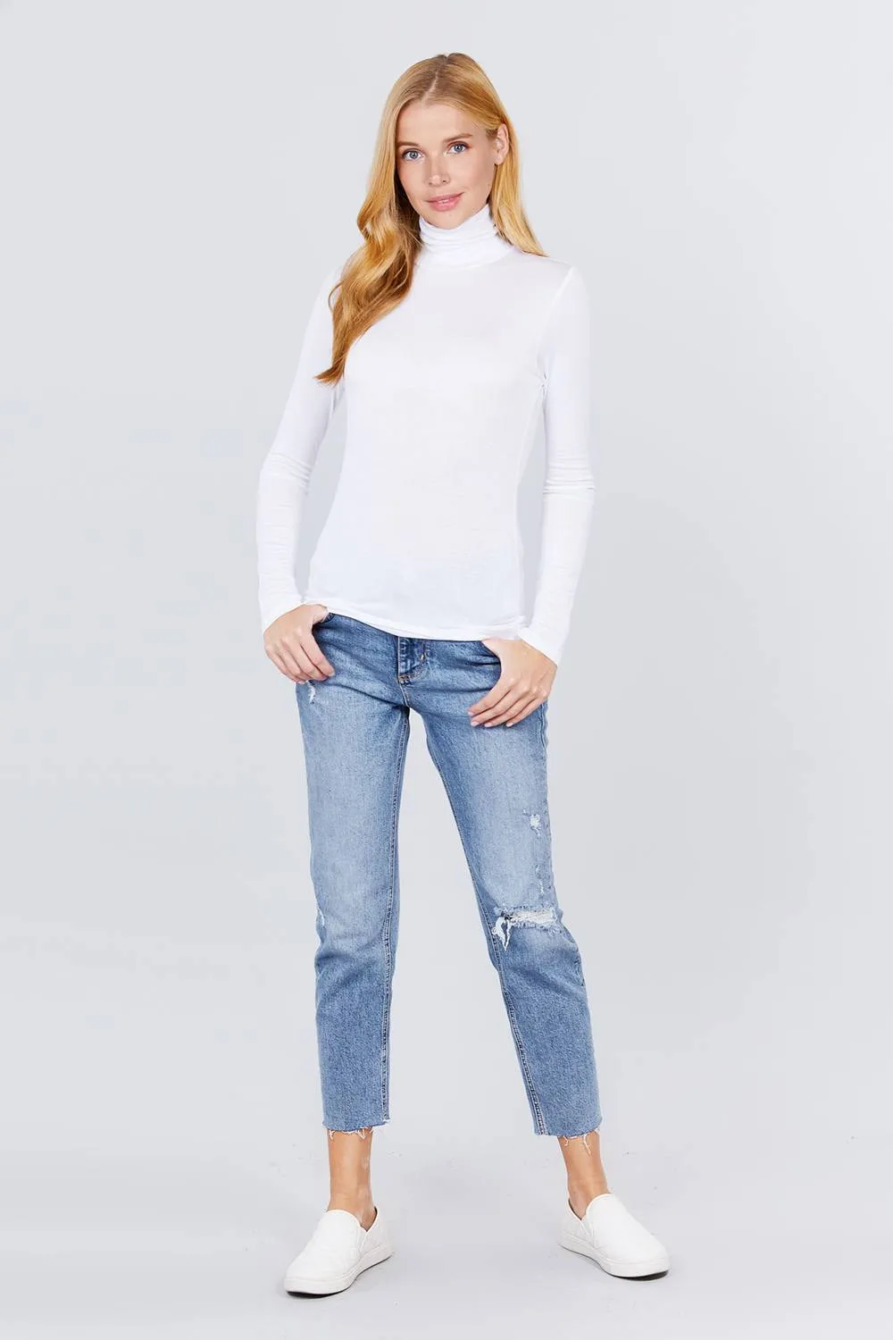 Turtle Neck Rayon Jersey Top