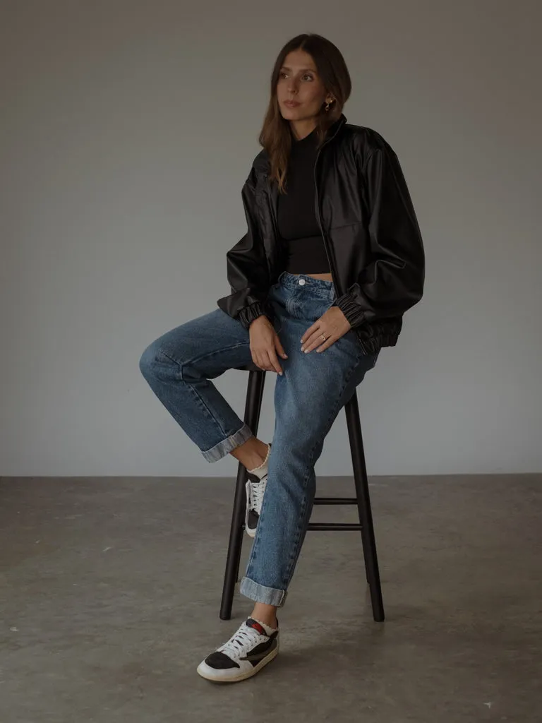 TURTLE NECK TOP  - BLACK