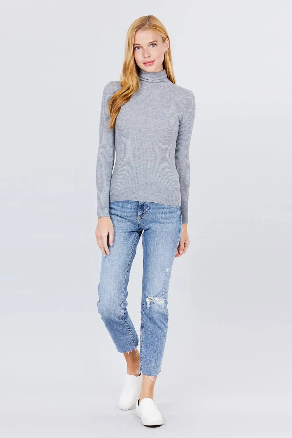 Turtle Neck Viscose Rib Sweater