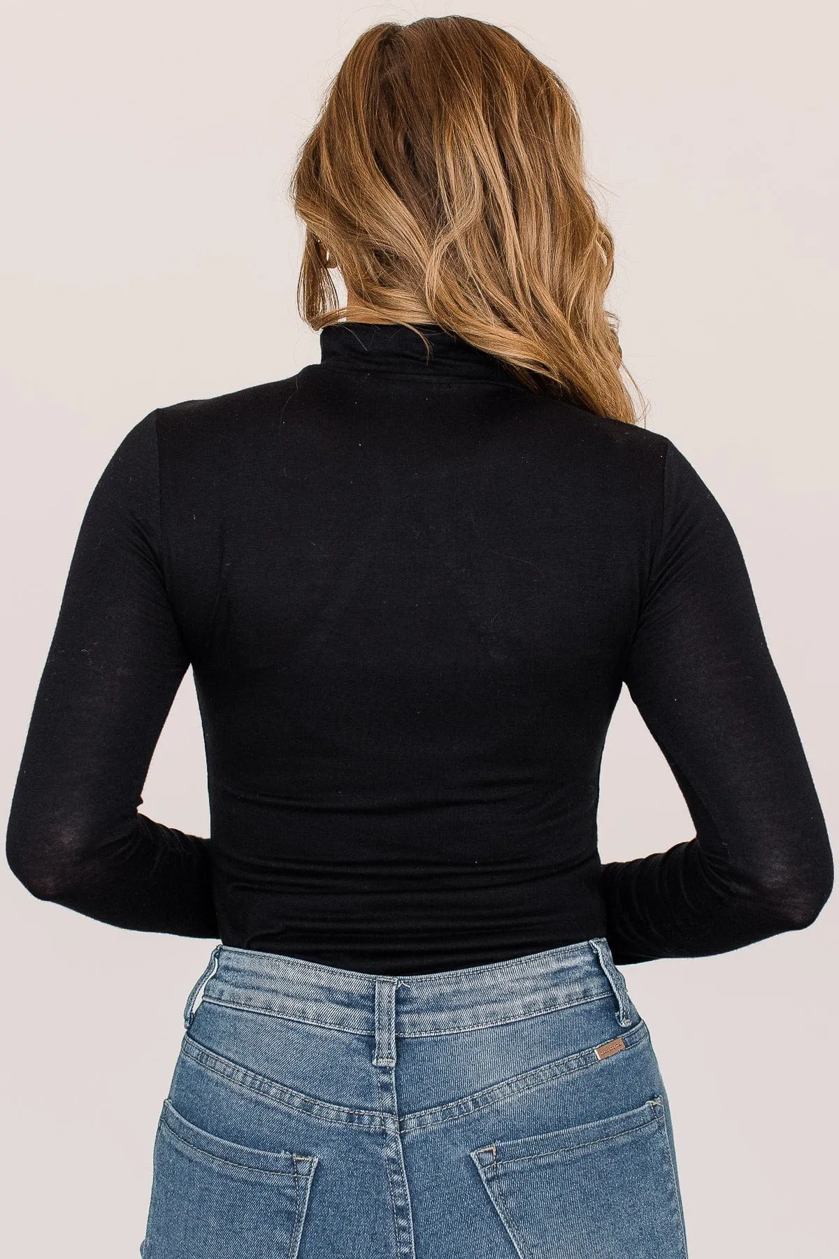 Under The Moonlight Turtle Neck Top- Black