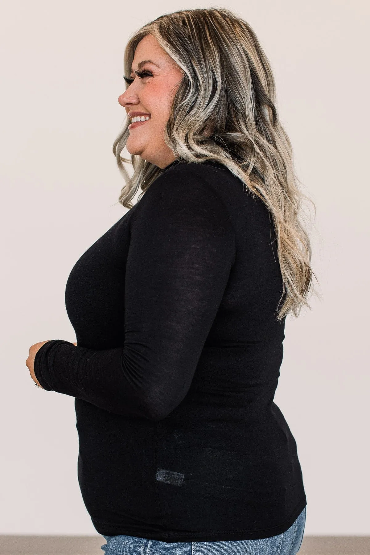 Under The Moonlight Turtle Neck Top- Black