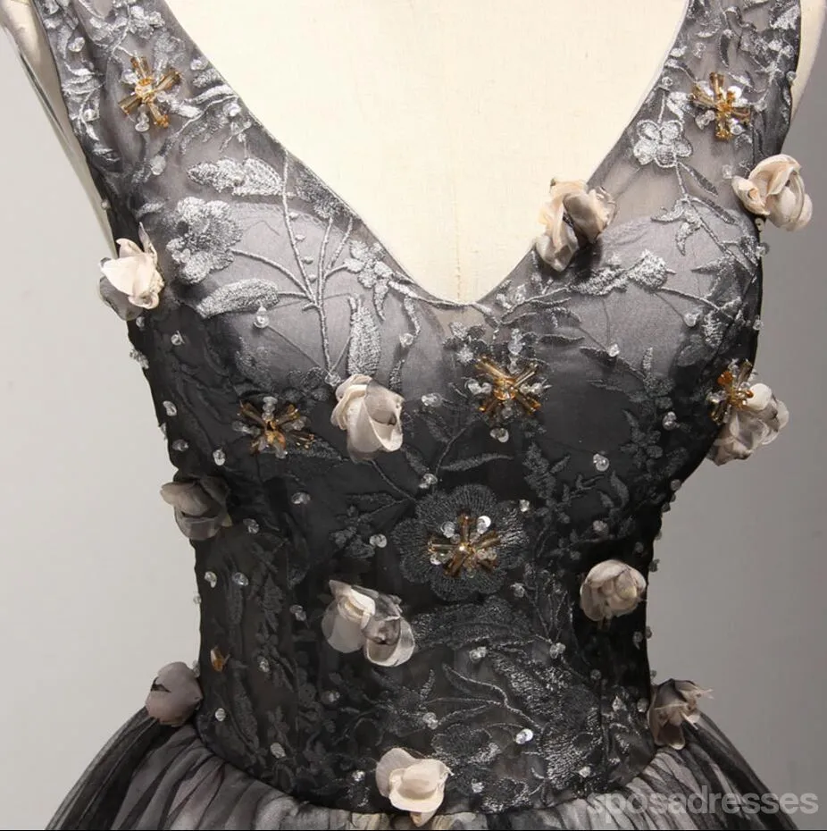 V Neckline Short Black Lace Homecoming Prom Dresses,  Little Back Dress,  CM205