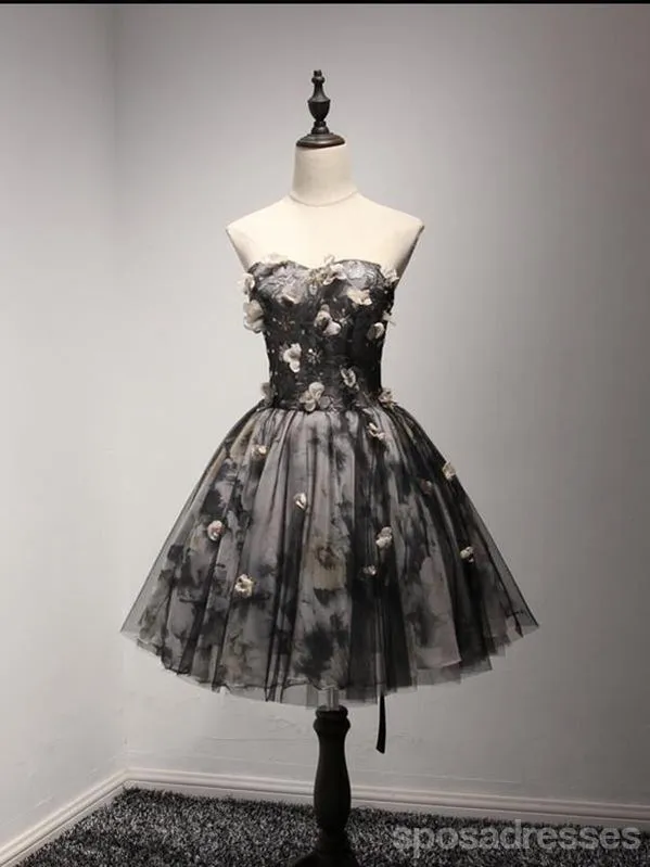 V Neckline Short Black Lace Homecoming Prom Dresses,  Little Back Dress,  CM205