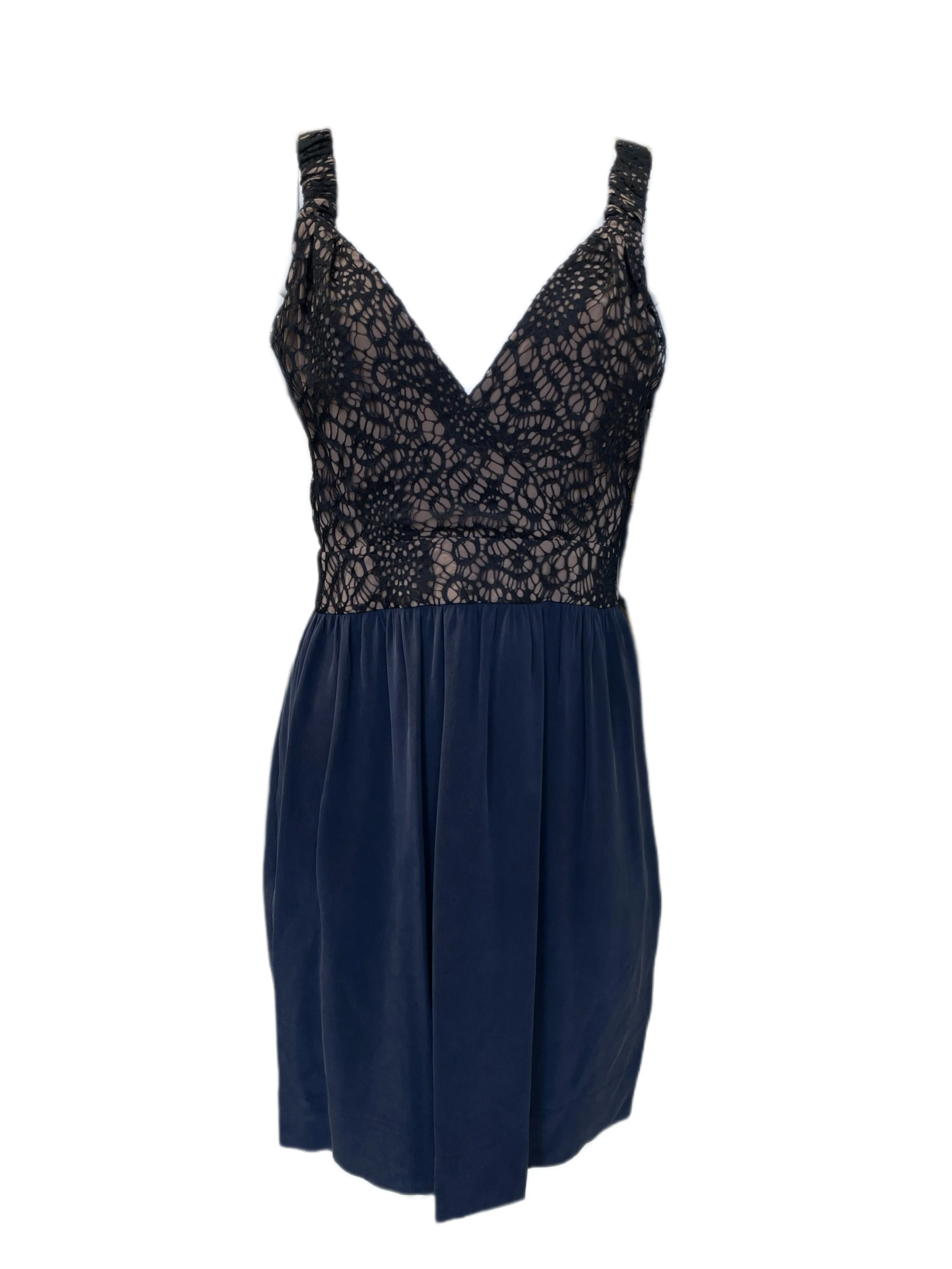 VENA CAVA Women's Navy Knit Inyo V-Back Cocktail Dress 40208 $330 NEW