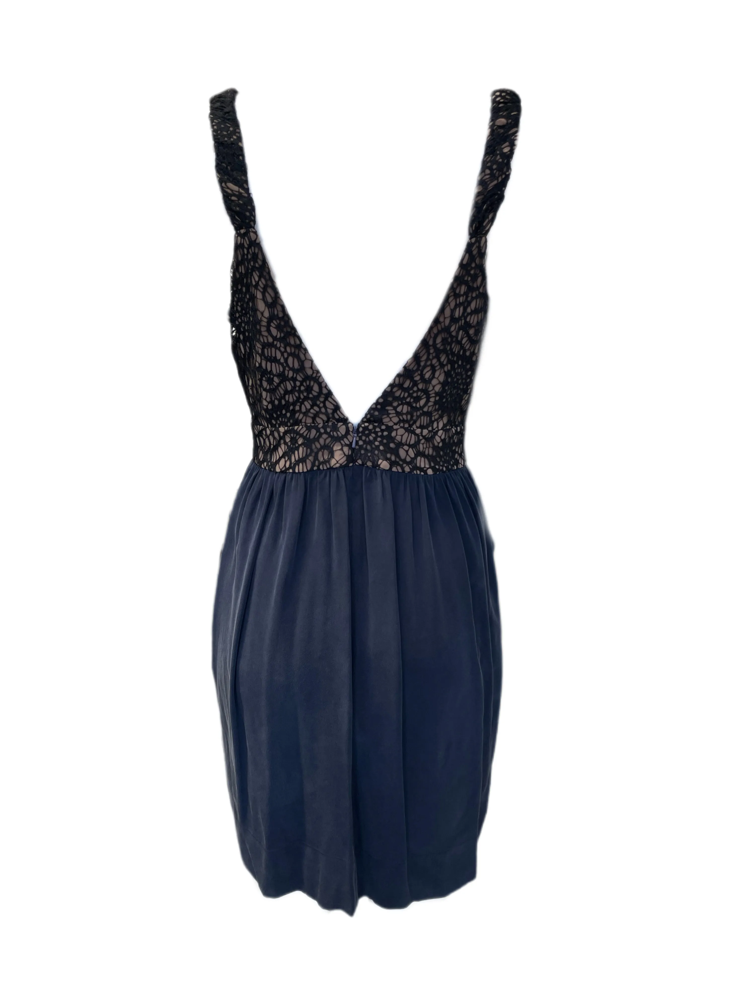 VENA CAVA Women's Navy Knit Inyo V-Back Cocktail Dress 40208 $330 NEW