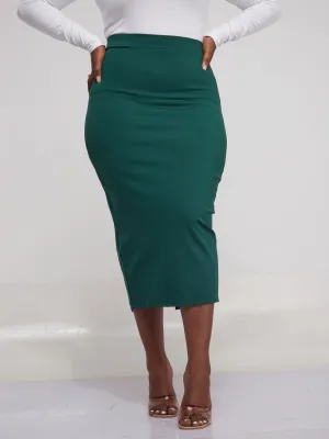 Vivo Basic Midi Pencil Skirt - Dark Green