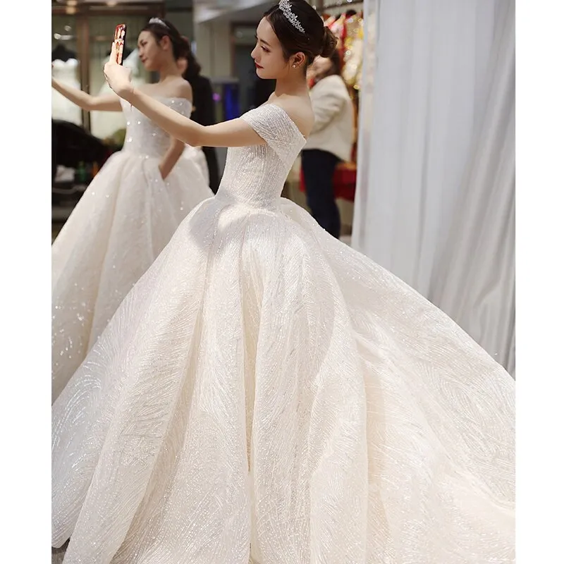 Wedding Dress Bride Off The Shoulder Wedding Ball Gown Dress