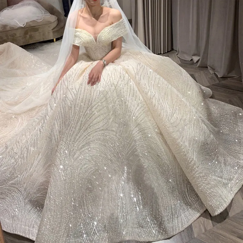 Wedding Dress Bride Off The Shoulder Wedding Ball Gown Dress